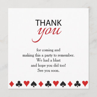 Casino Vegas Poker Texas Party Thank You Card