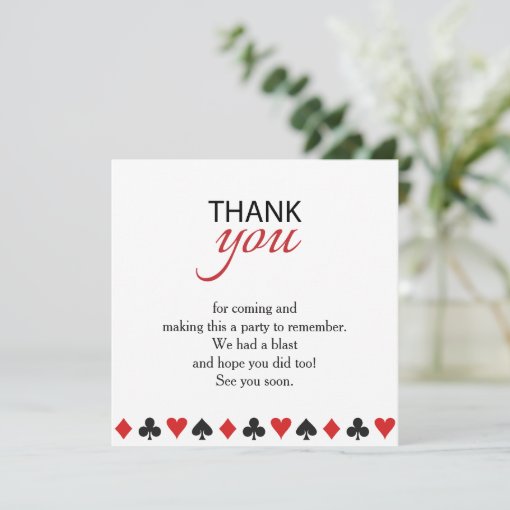 Casino Vegas Poker Texas Party Thank You Card | Zazzle