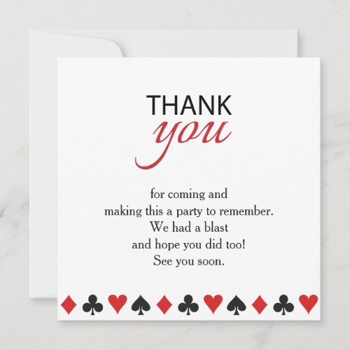 Casino Vegas Poker Texas Party Thank You Card