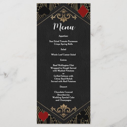Casino Vegas Roaring 20s Gatsby Art Deco Wedding Menu