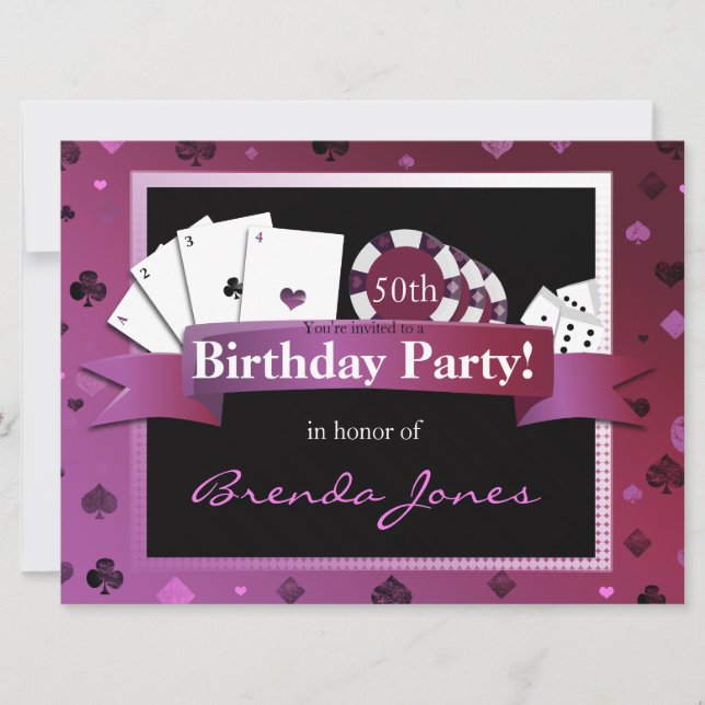 Casino- Vegas style Birthday invite (Front)