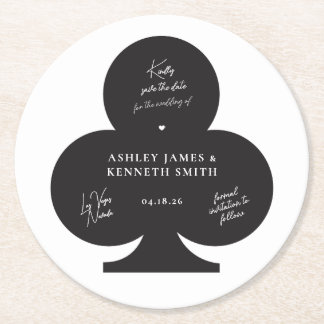 Casino Wedding Save the Date Round Paper Coaster