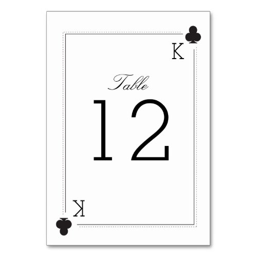 Casino Wedding Table Number Card _ Clubs