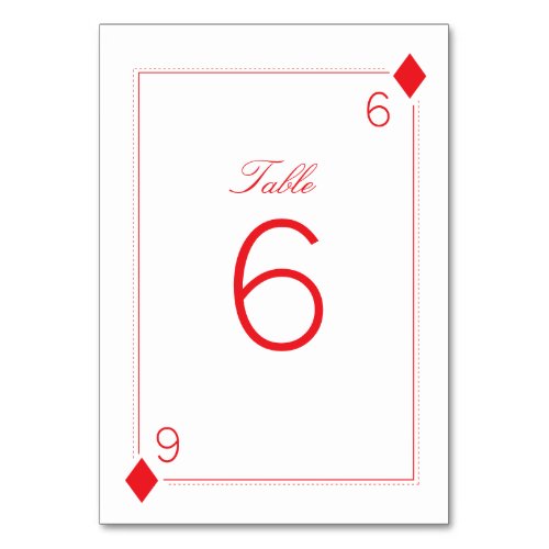 Casino Wedding Table Number Card _ Diamonds