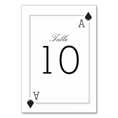 Casino Wedding Table Number Card _ Spades