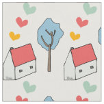 Casita corazones fabric