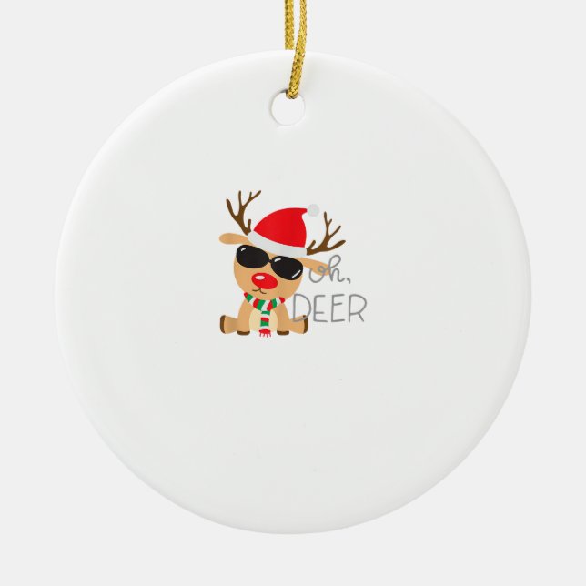 Casj Boys Unisex Adults Reindeer Small Short Sleev Ceramic Ornament (Front)