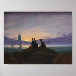 Caspar David Friedrich - Moonrise over the Sea Poster