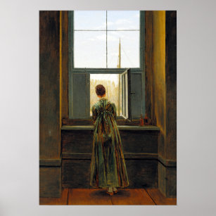 Caspar David Friedrich Woman at a Window Poster