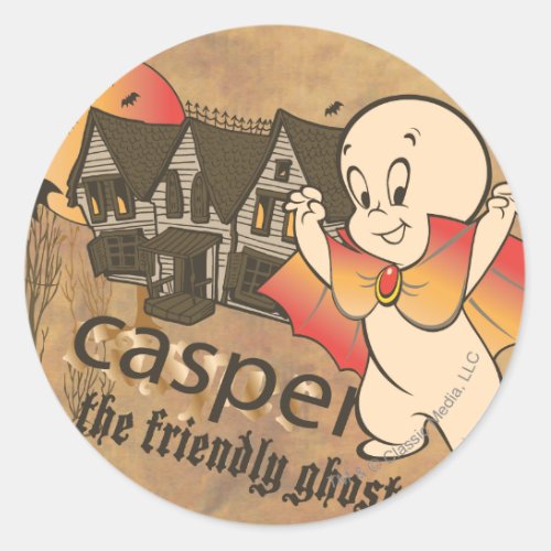Casper and Haunted House Classic Round Sticker