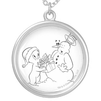 Casper And Snowman Silver Plated Necklace by casper at Zazzle