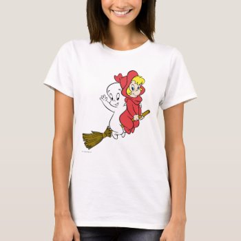 Casper And Wendy Riding Broom T-shirt by casper at Zazzle