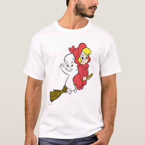 Casper and Wendy Riding Broom T_Shirt