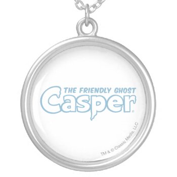 Casper Blue Outline Logo Silver Plated Necklace by casper at Zazzle