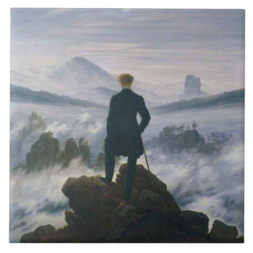 Casper Friedrich The Wanderer Above the Sea of Fog Ceramic Tile
