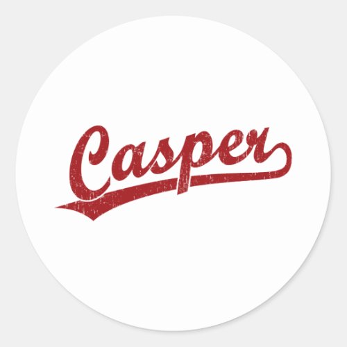 Casper script logo in red classic round sticker