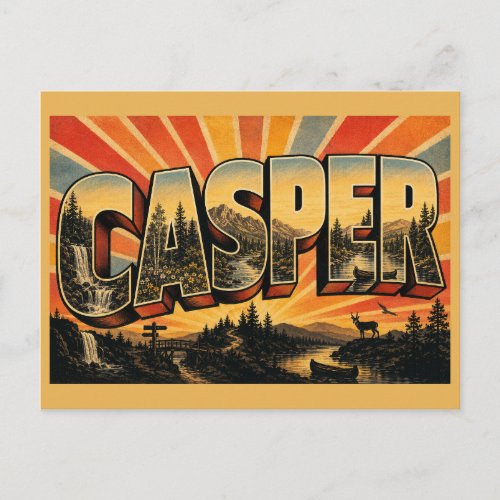 Casper WY Mountain River Waterfall Art Postcard