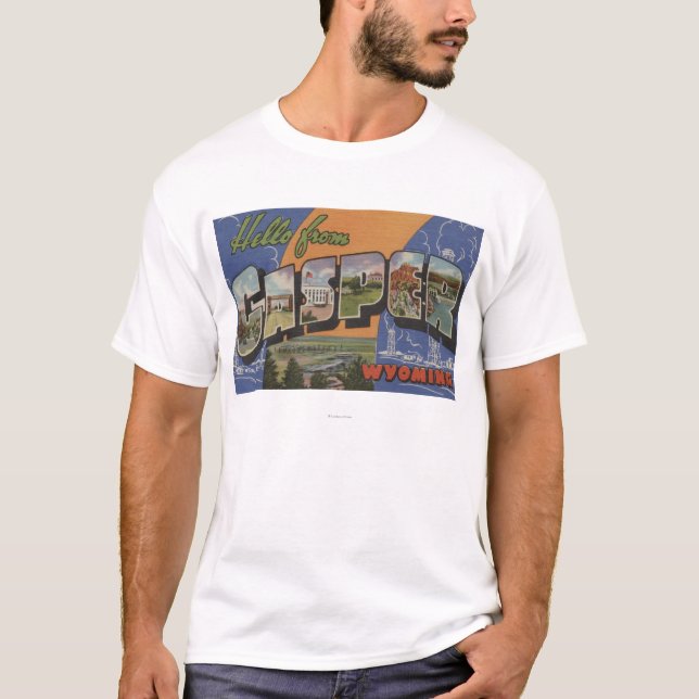 Casper, Wyoming - Large Letter Scenes T-Shirt (Front)