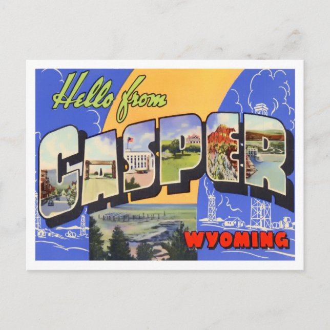 Casper, Wyoming Vintage Big Letters Postcard (Front)