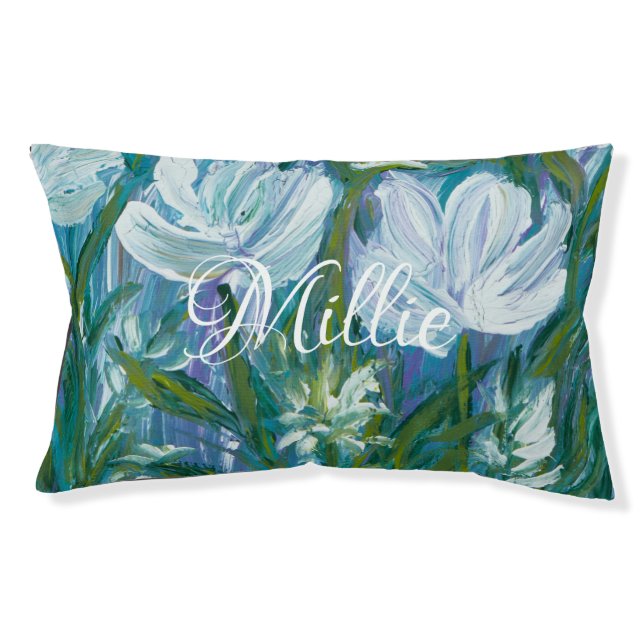 Caspian Floral Pet Bed - Customize Name (Front)