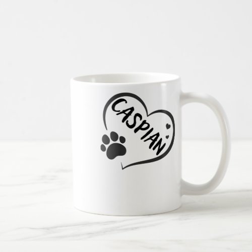 Caspian Name In A Heart With A Paw  Coffee Mug