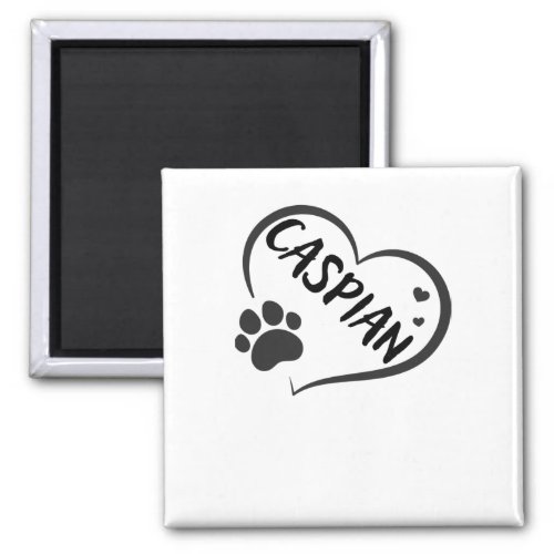 Caspian Name In A Heart With A Paw  Magnet