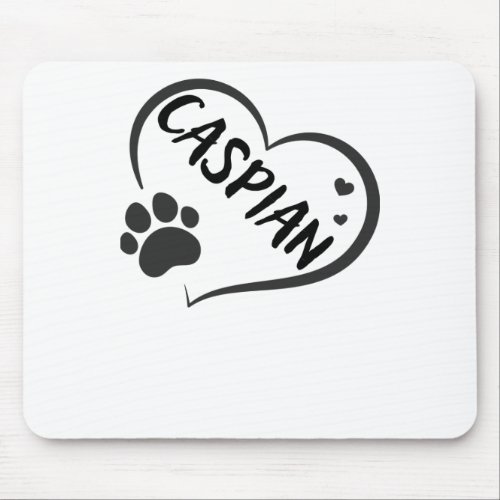 Caspian Name In A Heart With A Paw  Mouse Pad