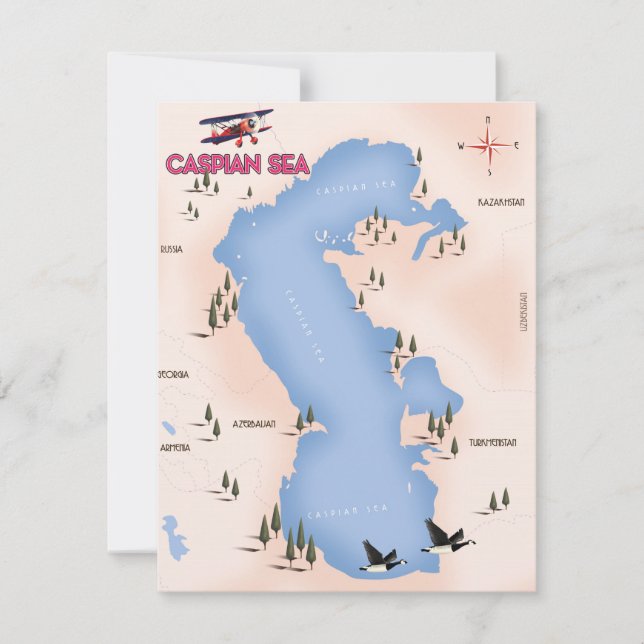 Caspian Sea Vintage Style Map travel poster (Front)