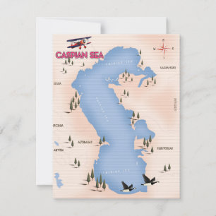 Caspian Sea Vintage Style Map travel poster