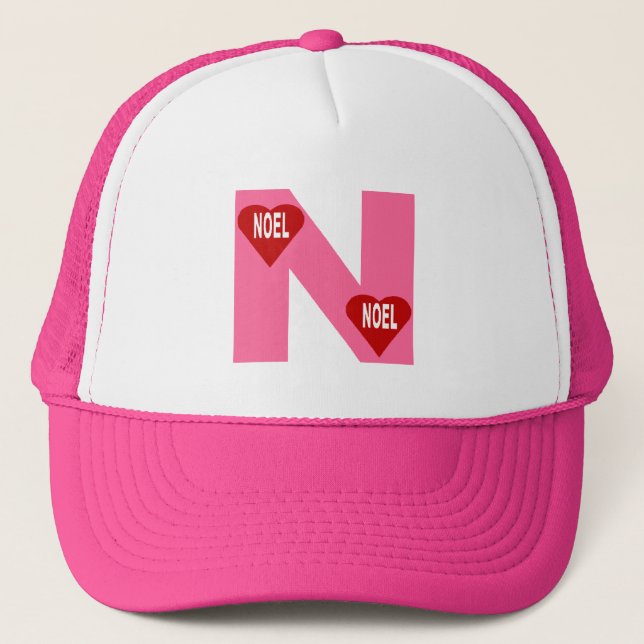 Casquette Trucker blanc/rose  NOEL Hat (Front)