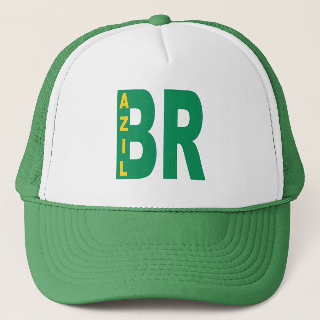casquette trucker  blanc vert Design BRAZIL Hat (Front)