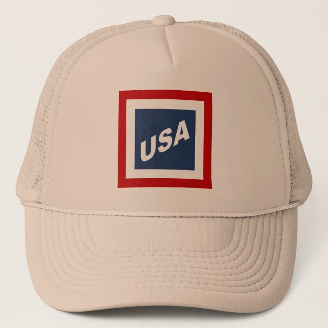 CASQUETTE TRUCKER KAKI DESIGN USA HAT (Front)