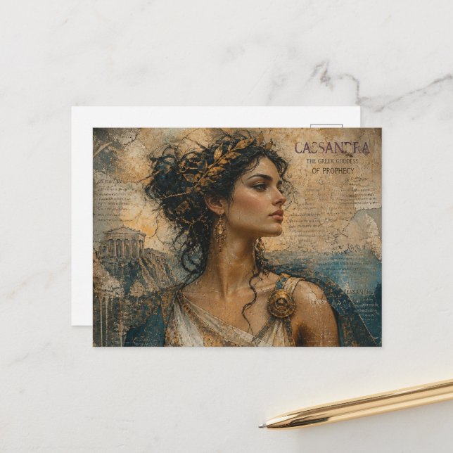 Cassandra Beautiful Greek Goddess Postcard (Front/Back In Situ)