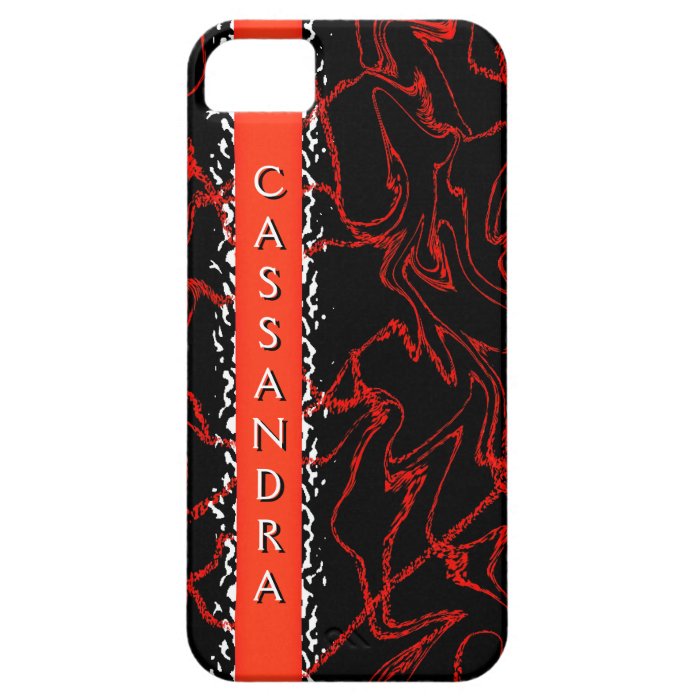 CASSANDRA Black Orange Marble Bling Iphone 5 Case