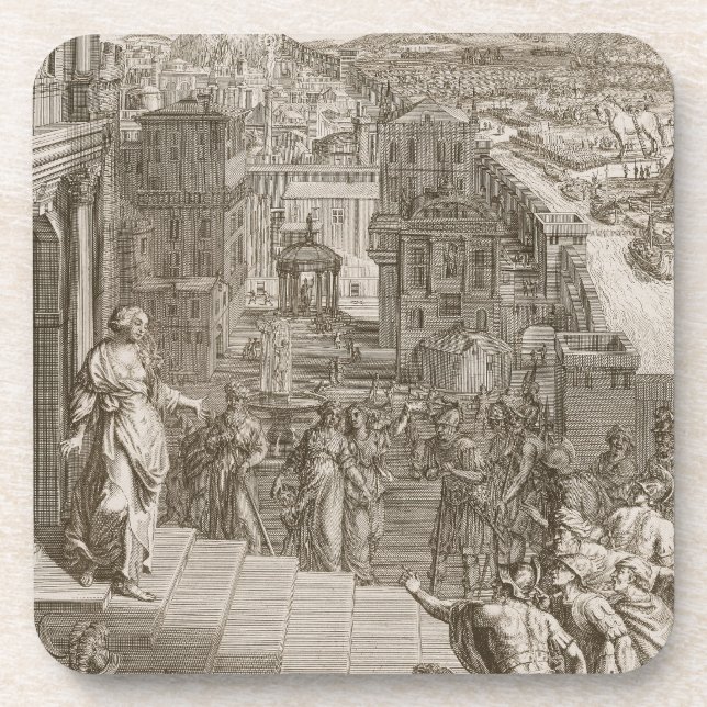 Cassandra Foretells the Trojans Their Fate and is Beverage Coaster (Front)