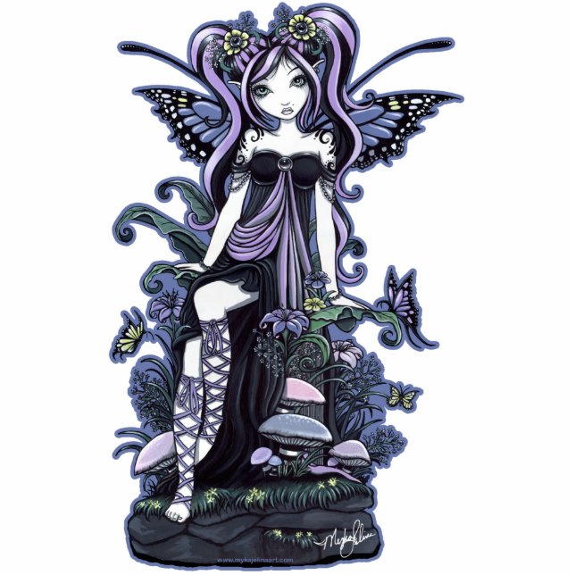 "Cassandra" Violet Blue Butterfly Fairy Art Statuette (Front)