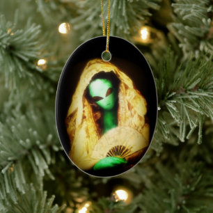 Cassatt Alien Spanish Senorita with Lace Ceramic Ornament