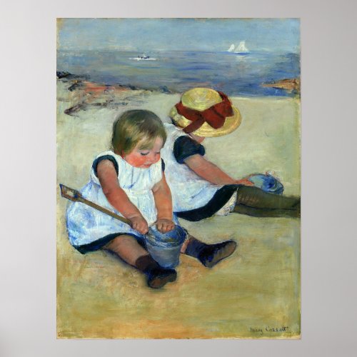 Cassatt _ Children Playing On Beach Poster