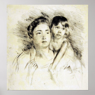 Cassatt - Denise Holding Her Child By Both Hands Poster