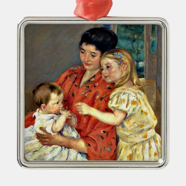 Cassatt: Mother and Sara Admiring the Baby Metal Ornament (Front)