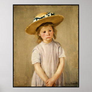 Cassatt's Child in Straw Hat - with a Sweet Smile Poster