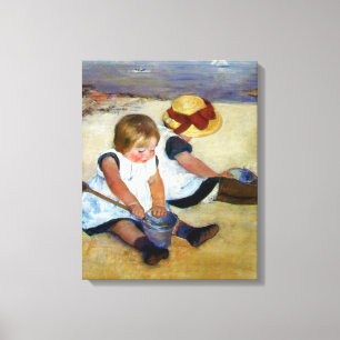 Cassatt's Children on the Beach Wrapped Canvas Print