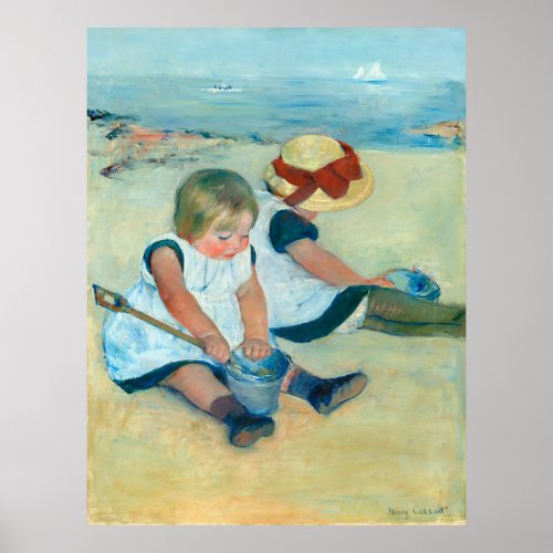 Cassatts Children Playing on the Beach Poster