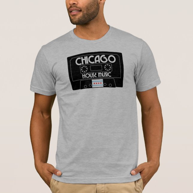 Cassette | Chicago House Music | Chicago Flag T-Shirt (Front)