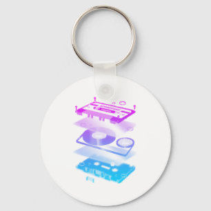 Cassette Explosion View - Music Tape Retro DJ Keychain