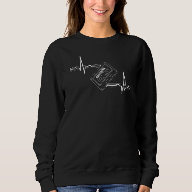 Cassette Heartbeat Country Music Mix Retro Musicia Sweatshirt (Front)