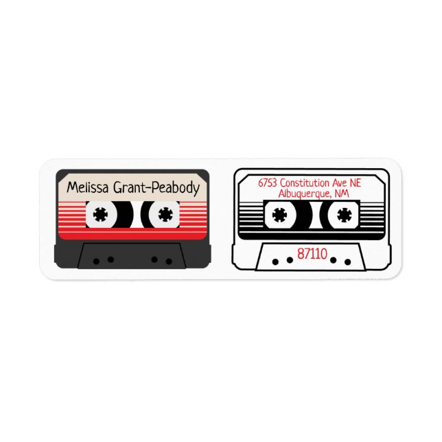 Cassette Mix Tape Address Return  Label (Front)