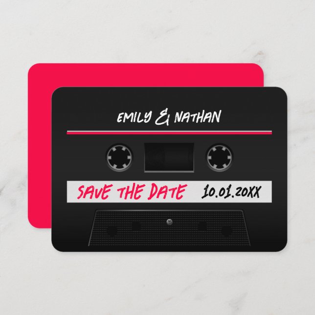 Cassette Mix Tape Retro Cool Save The Date (Front/Back)