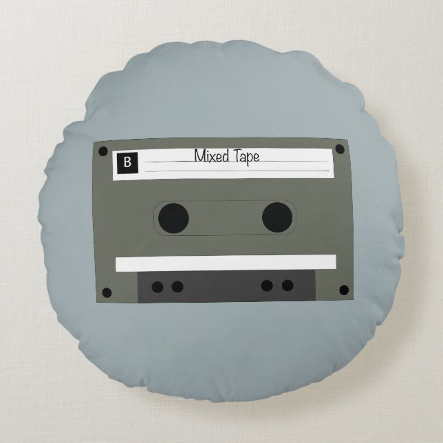 Cassette, Mixed Tape Round Pillow (Front)