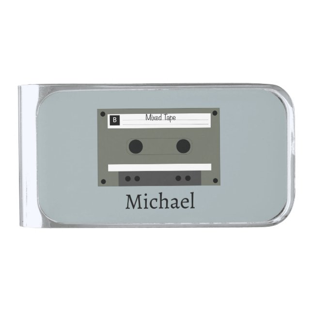 Cassette, Mixed Tape Silver Finish Money Clip (Front)